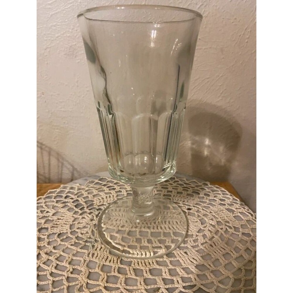 Vintage Heavy Clear Pressed Glass Soda Fountain Milkshake Goblet 7.5